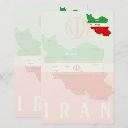 Iran kaart met vlag en embleem (Voorkant / Achterkant)