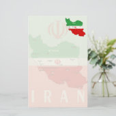 Iran kaart met vlag en embleem (Staand voorkant)