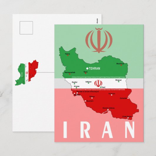 Iran kaart met vlag en embleem (Voorkant / Achterkant)