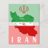 Iran kaart met vlag en embleem (Voorkant)
