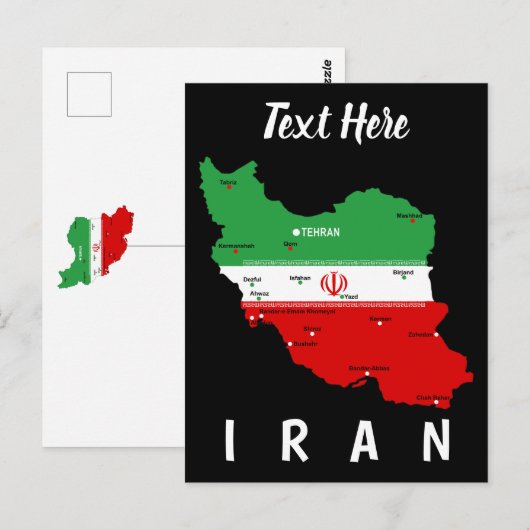 Iran Kaart met Vlag en Embleem (Voorkant / Achterkant)