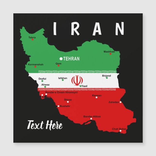 Iran kaart met vlag en embleem (Voorkant)