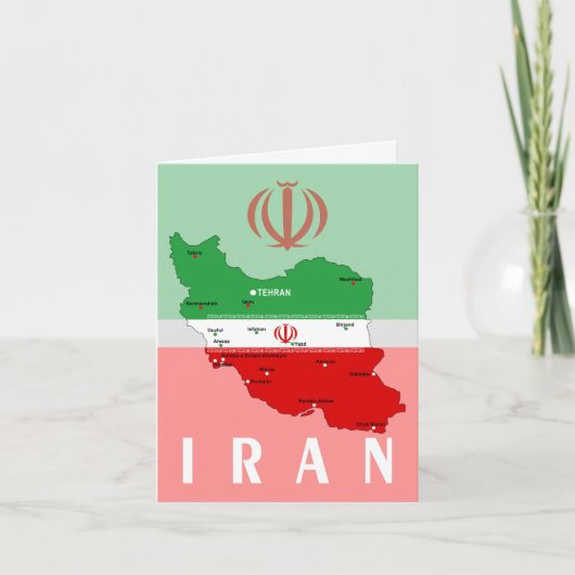Iran kaart met vlag en embleem (Voorkant)