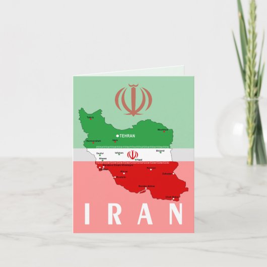 Iran kaart met vlag en embleem (Voorkant)