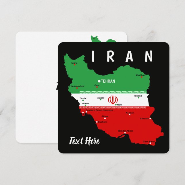 Iran kaart met vlag en embleem (Voorkant / Achterkant)