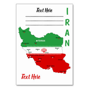 Iran kaart met vlag en embleem
