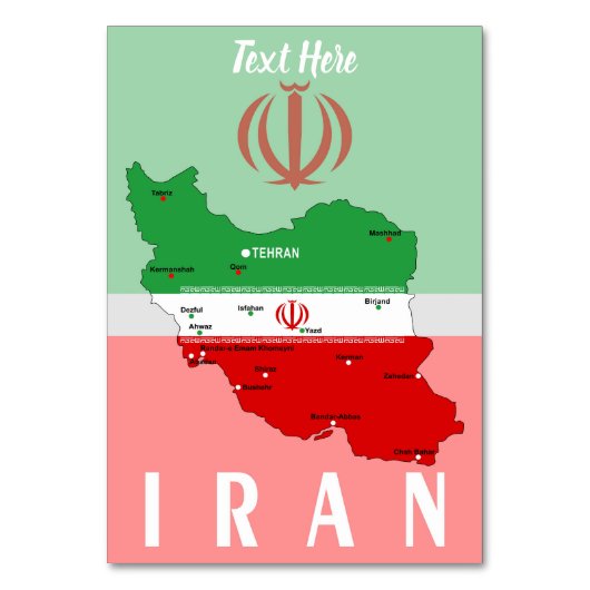 Iran kaart met vlag en embleem (Voorkant)