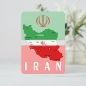 Iran kaart met vlag en embleem (Staand voorkant)
