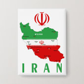 Iran kaart met vlag en embleem button (Voorkant)