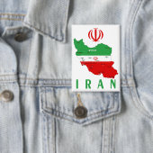 Iran kaart met vlag en embleem button (Insitu)