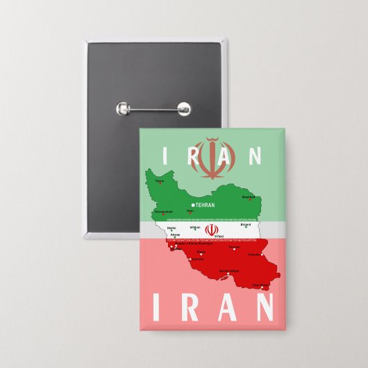 Iran Kaart met Vlag en Embleem Button (Voorkant / Achterkant)