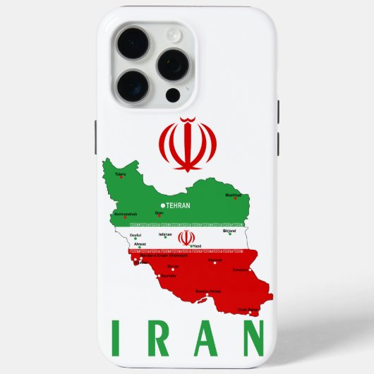 Iran kaart met vlag en embleem Case-Mate iPhone case (Achterkant)