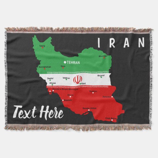 Iran Kaart met Vlag en Embleem Deken (Voorkant)