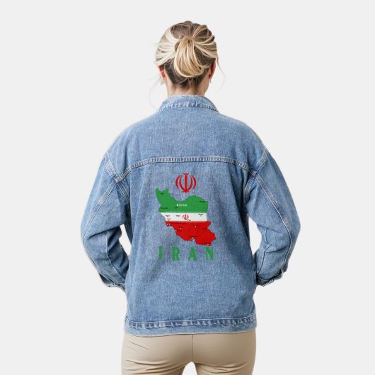 Iran kaart met vlag en embleem denim jacket (Model)