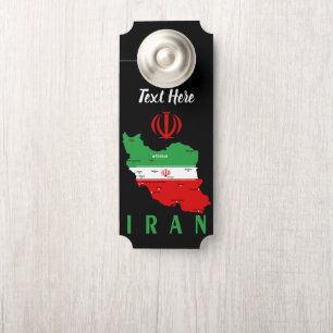 Iran kaart met vlag en embleem deurhanger