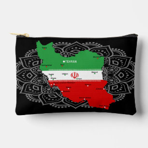 Iran kaart met vlag en embleem etui