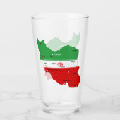 Iran kaart met vlag en embleem glas (Achterkant)