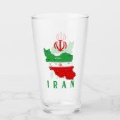 Iran kaart met vlag en embleem glas (Voorkant)