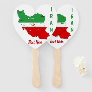 Iran Kaart met Vlag en Embleem Handwaaier