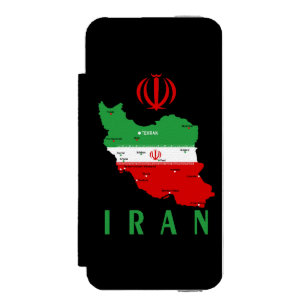 Iran kaart met vlag en embleem