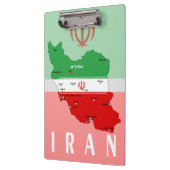 Iran kaart met vlag en embleem klembord (Links)