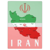 Iran kaart met vlag en embleem klembord (Achterkant)