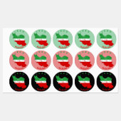 Iran kaart met vlag en embleem labels (Vel)