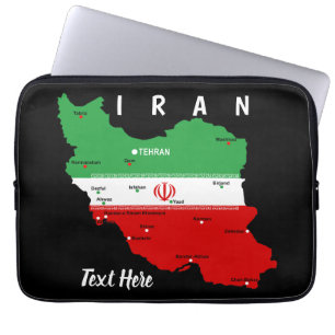 Iran Kaart met Vlag en Embleem Laptop Sleeve
