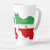 Iran kaart met vlag en embleem latte mok (Rechterhoek)