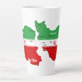 Iran kaart met vlag en embleem latte mok (Voorkant)