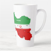 Iran kaart met vlag en embleem latte mok (Rechts)