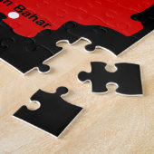 Iran kaart met vlag en embleem legpuzzel (Zijkant)