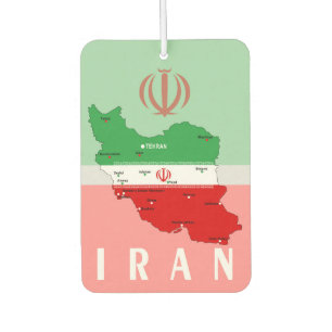 Iran kaart met vlag en embleem luchtverfrisser