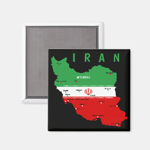 Iran Kaart met Vlag en Embleem Magneet