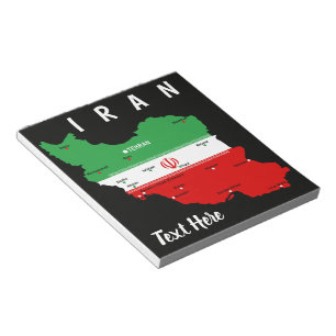 Iran Kaart met Vlag en Embleem Notitieblok