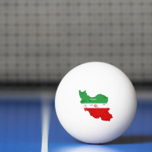 Iran kaart met vlag en embleem pingpongbal