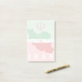 Iran kaart met vlag en embleem post-it® notes (Op bureau)