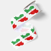 Iran kaart met vlag en embleem satijnen lint (Achterkant)
