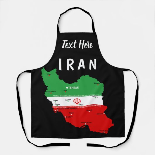 Iran kaart met vlag en embleem schort (Voorkant)