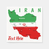 Iran kaart met vlag en embleem servet (Voorkant)