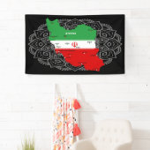 Iran kaart met vlag en embleem spandoek (Insitu)