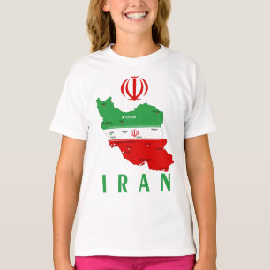 Iran kaart met vlag en embleem t-shirt