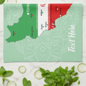 Iran kaart met vlag en embleem theedoek (Gevouwen)