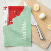 Iran kaart met vlag en embleem theedoek (Quarter Fold)