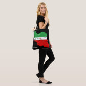 Iran kaart met vlag en embleem tote bag (Op model)