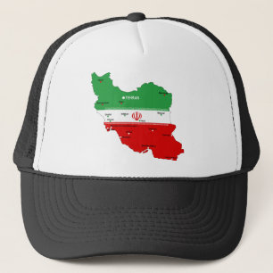 Iran kaart met vlag en embleem trucker pet