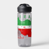 Iran kaart met vlag en embleem waterfles (Voorkant)