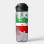 Iran kaart met vlag en embleem waterfles (Achterkant)