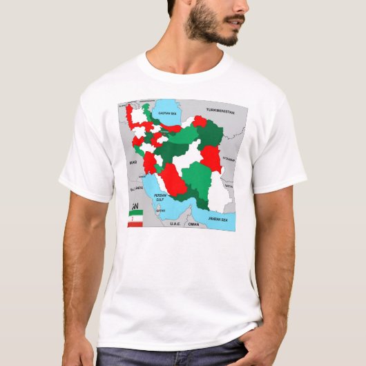iran - land politieke zwarte kaart t-shirt (Voorkant)