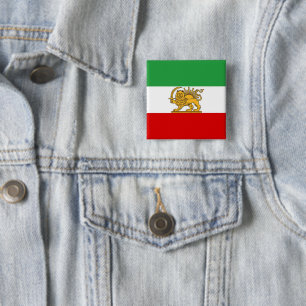 IRAN Leeuw en Zon Iran Vlag Speld Badge Vierkante Button 5,1 Cm